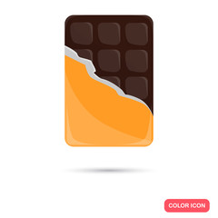 Color flat chocolate bar icon. Flat design