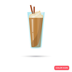 Color flat alcohol coffe cocktail icon. Flat design