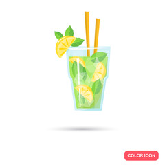 Color flat mojito cocktail icon. Flat design