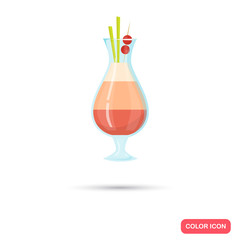Color flat alcohol cocktail icon. Flat design