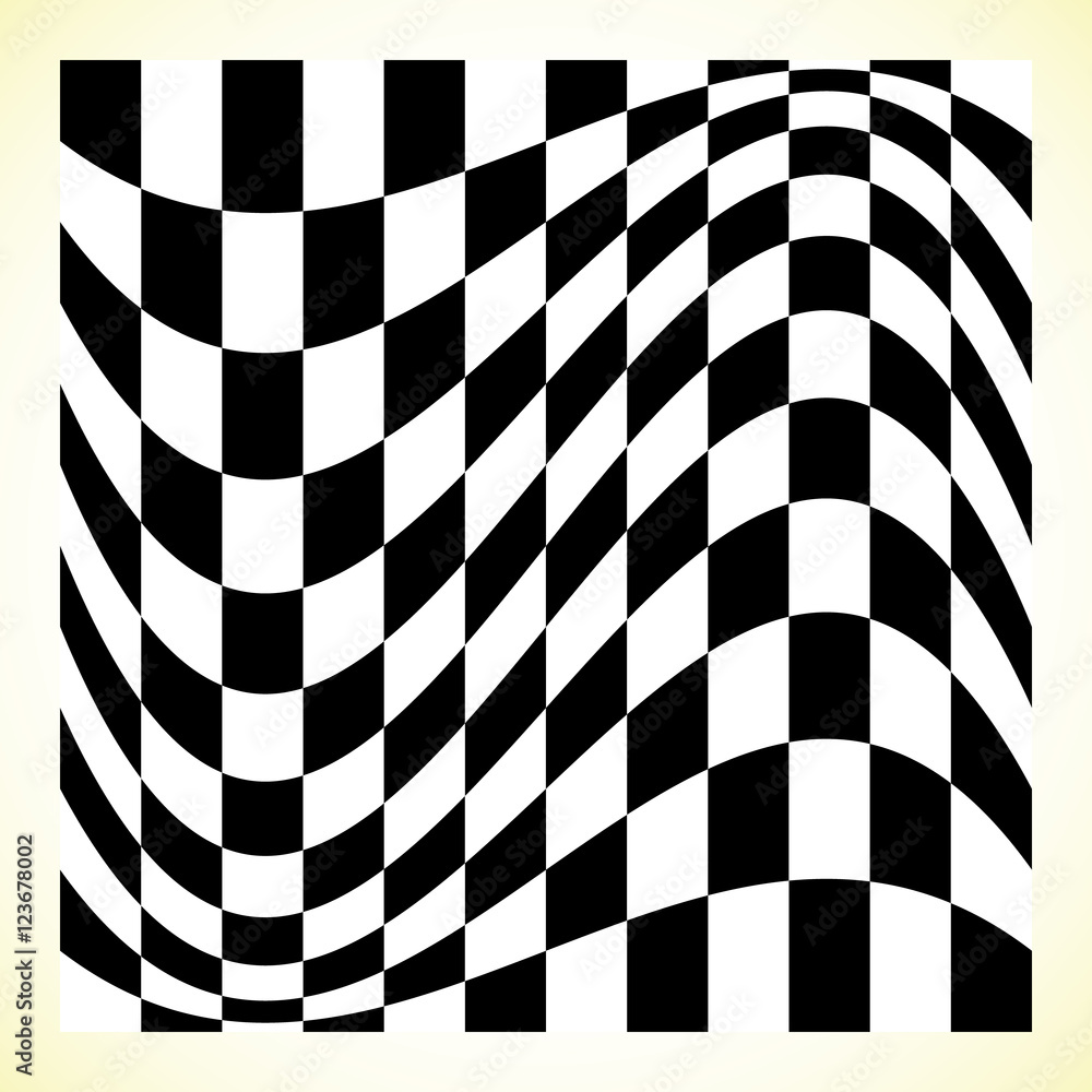 Poster checkered pattern (chess board, checker board) with distortion