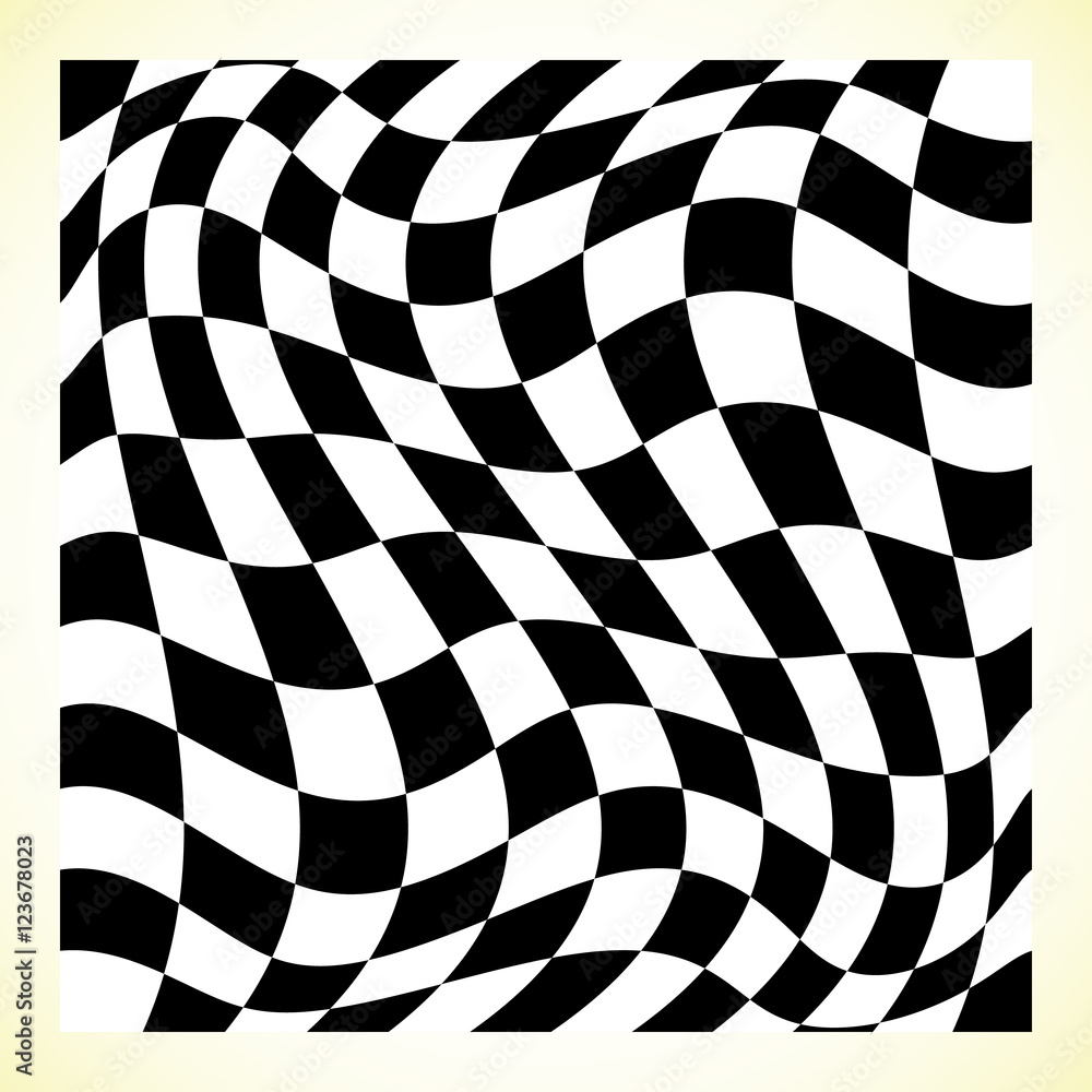 Poster checkered pattern (chess board, checker board) with distortion