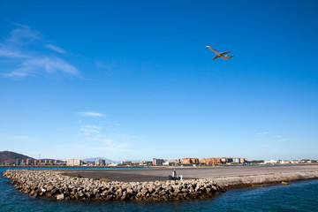 Gibraltar Airport Runway with Airplane