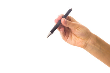Woman's hand holding a pen
