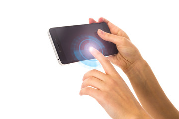 Woman's hand holding a smartphone