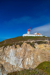 Fototapeta na wymiar Lighthouse in Cabo da Roca, Portugal during a clear sunny day