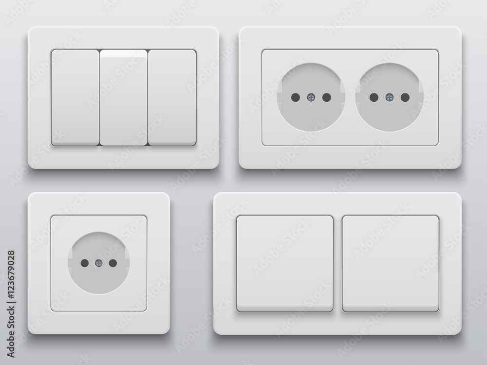 Poster vector modern power socket and light switch icon