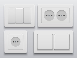 Vector modern power socket and light switch icon