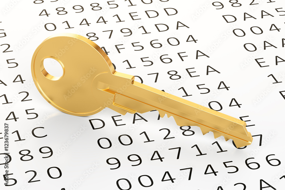 Poster encryption concept, 3d rendering