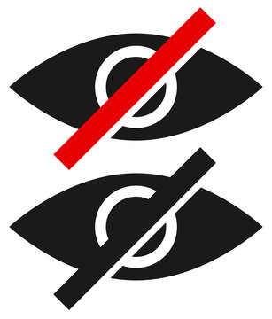 Eye sign, symbol with strikethrough line - Don't look, harmful t