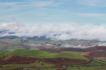 Fototapeta na wymiar Cloud mist on hills in temperature inversion.