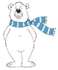 Obraz premium Süßer Eisbär mit Schal