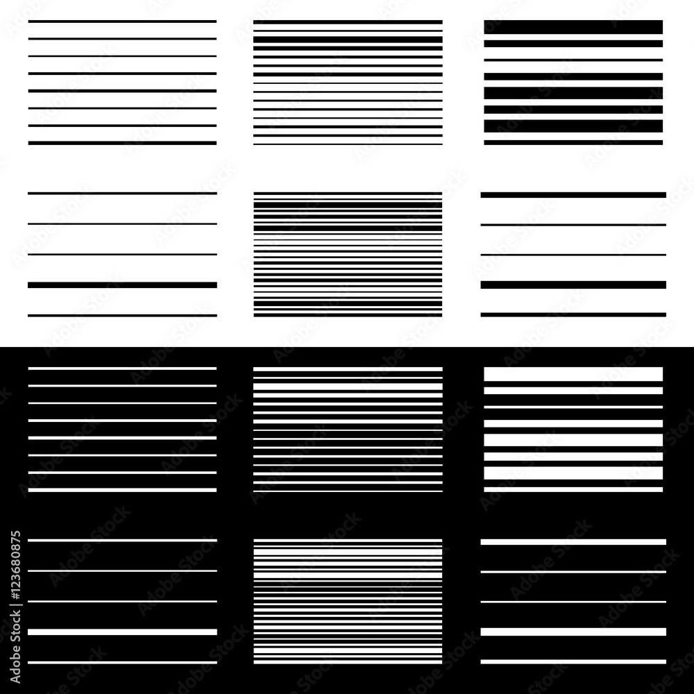 Poster set of abstract geometric elements with lines in black and white