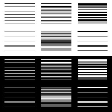 Set of abstract geometric elements with lines in black and white