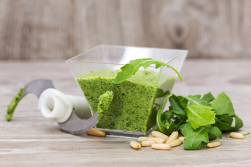 rocket pesto close up