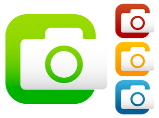 Compact - hobby photo camera icon in green, red, yellow, blue co