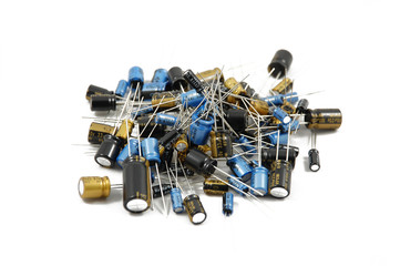 Lots of capacitors on white background wallpaper