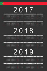 Fototapeta premium Set of black rectangle Portuguese 2017, 2018, 2019 year vector c