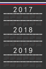 Fototapeta premium Set of black rectangle Russian 2017, 2018, 2019 year vector cale