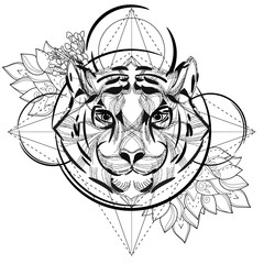 Wolf head low-poly sketch.