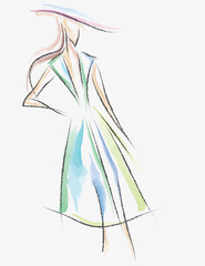 Fashion Artwork, Abstract Watercolor effect, Illustration (Vector Art)