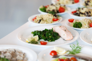 Plate with salmon and vegetables