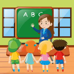 Teacher teaching in classroom