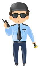 Security guard in blue uniform