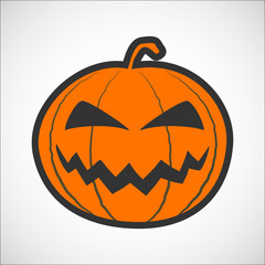 Halloween pumpkin color icon, pumpkin sticker for the Happy Halloween holiday. Isolated vector illustrationon on white background.