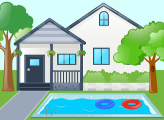 Obraz na płótnie Canvas Single house with swimming pool