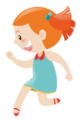 Girl in blue dress smiling