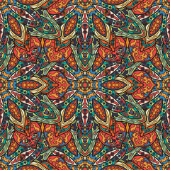 Ornate floral seamless texture, endless pattern with vintage mandala elements.