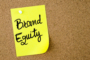 Brand Equity text written on yellow paper note