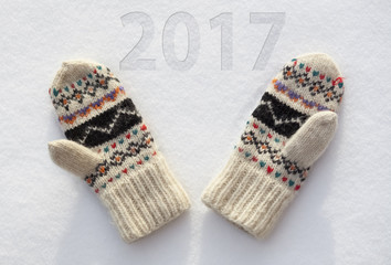 Mittens in the snow and numbers 2017