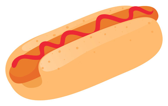 Hotdog with sausage and ketchup