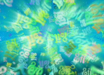 Fototapeta na wymiar Happy new year 2017 flying digits numbers written with light on bright bokeh background. 3d illustration