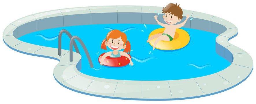 Two kids in swimming pool
