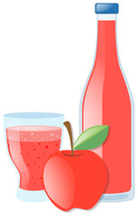 Fresh apple and juice in bottle