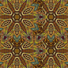 Ornate floral seamless texture, endless pattern with vintage mandala elements.
