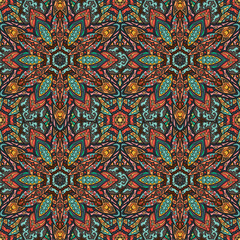 Ornate floral seamless texture, endless pattern with vintage mandala elements.