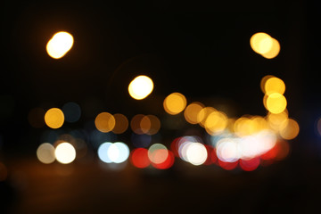 Night city lights bokeh background 