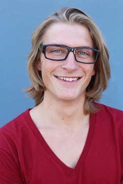 Young Man With Eyeglasses Smiling