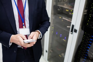 Technician using mobile phone