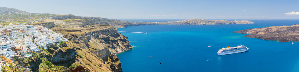 Nea Kameni volcanic island in Santorini Greece