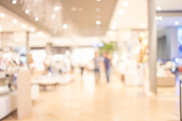 blurred image of shopping mall and people .
