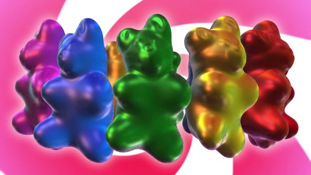 Seamless animation gummy bears dancing.