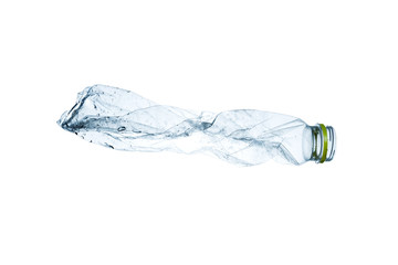 Crumpled plastic bottle on white background