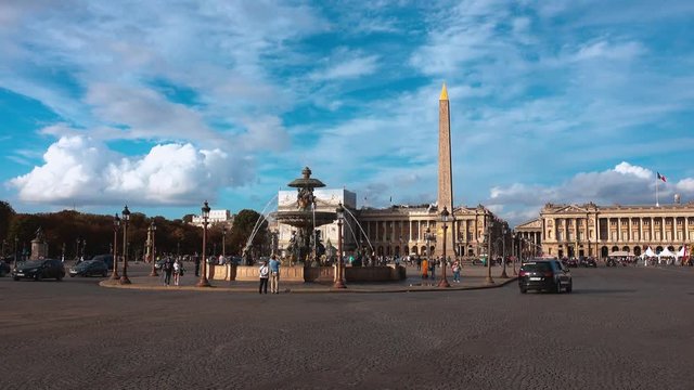 Famous landmark in Paris - Place de la Concorde and obelisk