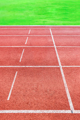 Fototapeta premium Red running tracks in sport stadium