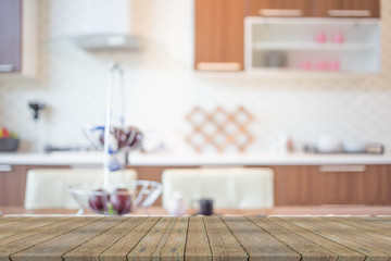 blurred image of modern kitchen interior for background